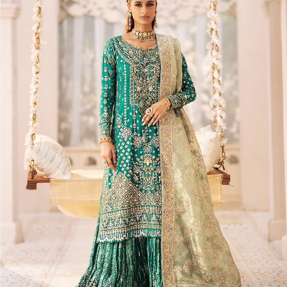 Elegant Green Embroidered Dress